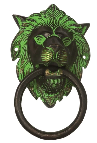 Lion Face Shape Victorian Antique Repro Handcrafted Brass Door Bell Knocker Cover
