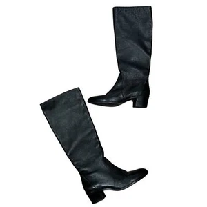 Vero Cuoio Damen 6 echt schwarz genarbtes Leder kniehohe elegante Stiefel - Bild 1 von 11