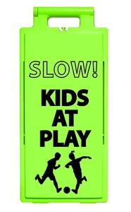 LAMBA 2X4 Safety Sign "SLOW KIDS at PLAY" 25"X11.5"X1.5", 03-600-60L, Lime - Picture 1 of 2