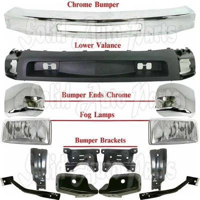 Front Bumper Chrome Kit With Brackets For 2007-2013 Silverado 2500-3500 HD 14PC - Image 1 of 4