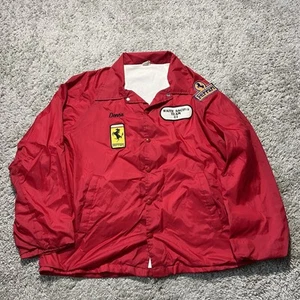 True Vintage 1970s 80s Ferrari Racing Patch Snap Windbreaker Jacket Large F1 - Picture 1 of 11