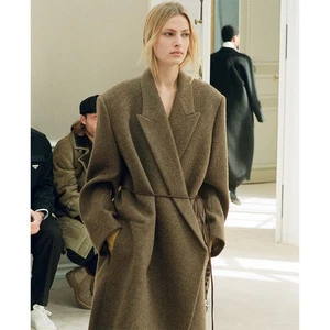 THE ROW Womens Barred Collar Wool Autumn Winter New Coat Jacket - Picture 1 of 30