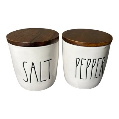 Colección Artesanal Rae Dunn Sal Pimienta Coctelera Tapas Bambú Blanco Granja Foto 1 de 4