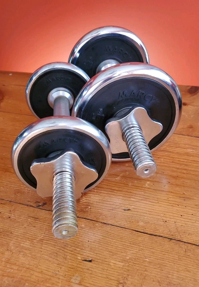 2 Vintage Marcy Chrome Barbells/Dumbbells  10Lb And 5Lb Weight Lifting Workout - Image 1 of 4