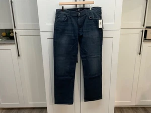 Pantalones de mezclilla elásticos rectos 7 for All Mankind Austyn relajados para hombre talla 36 nuevos con etiquetas - Imagen 1 de 9