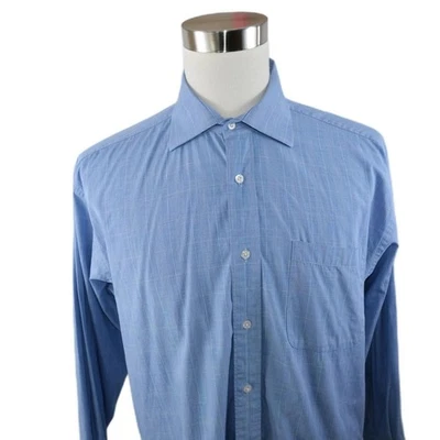 Camisa a Cuadros Joseph & Lyman Bloomingdales Para Hombres Algodón Abotonada Azul 17 34/35 Foto 1 de 4