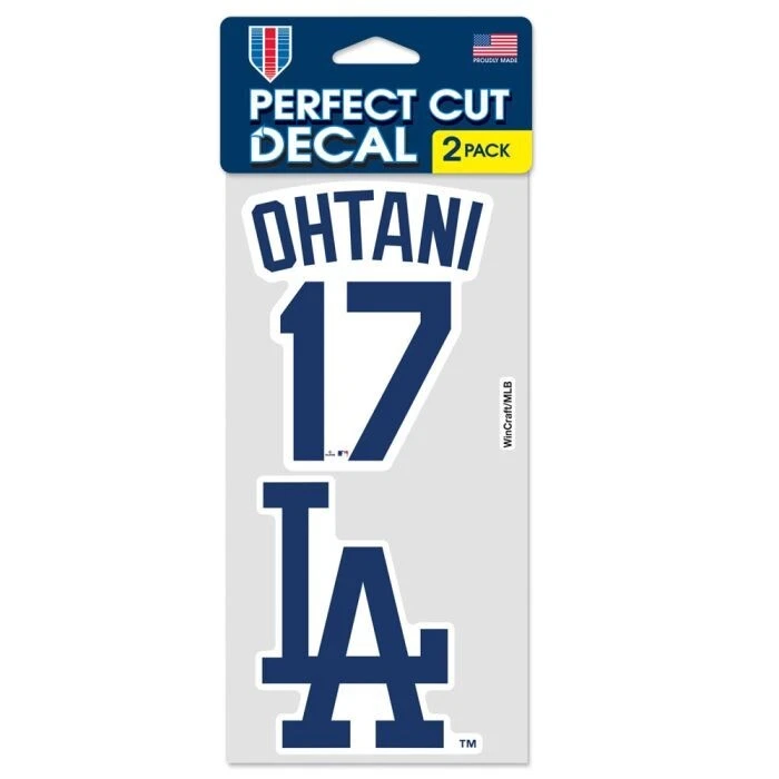SHOHEI OHTANI LOS ANGELES DODGERS 2 PIECE PERFECT CUT DECAL SHEET 4"X8" - Image 1 of 1