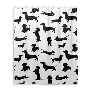 Dachshund Dogs Black Shower Curtain Bathroom Decor Waterproof Fabric Shower C... - Picture 1 of 6