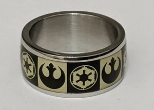 Licensed Star Wars Stainless Steel Empire/Rebel Alliance Symbol Ring - Size 9 - Picture 1 of 3