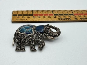 Vintage Large Silver Tone ELEPHANT TRUNK UP Brooch Pin With stones translucent - Picture 1 of 3