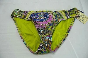 Lucky Brand Damen Schwimmen Bikinihose Paisley gefüttert Apfelgrün Größe Medium Neu mit Etikett - Bild 1 von 6