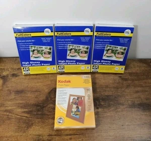 4" x 6" High Gloss Inkjet Photo Paper Kodak & Fullcolors X4 Packs - Brand New - Afbeelding 1 van 7