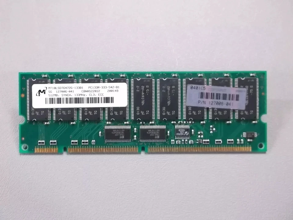 Micron 512MB PC-133 168-Pin ECC DIMM Memory Module ( 64x72 ) 512 MEGABYTE PC133 - Image 1 of 1