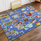 Blue Car Road Kids Play Rug Non Slip Washable City Map Carpet Rugs for Playoom
