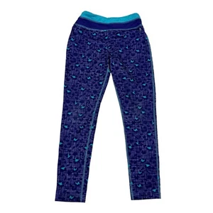 JK TECH Girls Size M Purple Blue Animal Print Plaid Activewear Leggings Stretch - Picture 1 of 10