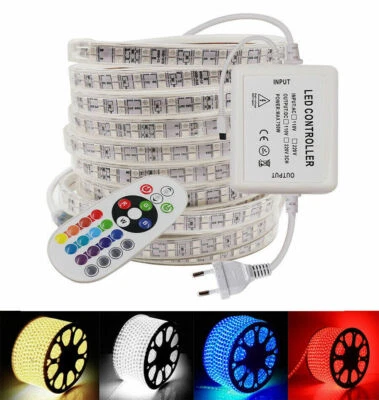 Striscia LED RGB 1m-25m 5050 striscia 230V 220V impermeabile nastro barra striscia luminosa - Immagine 1 di 4