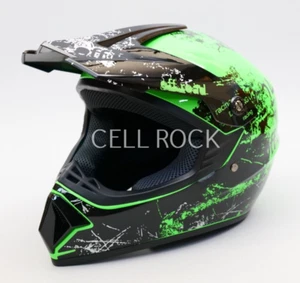 CASCO de cara completa para niños motocross, moto de cross, ATV con gafas + guantes -VERDE- *S* - Imagen 1 de 7