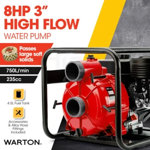 WARTON 8HP 3 Petrol Trash Water Transfer Pump High Flow Irrigation - Picture 1 of 11