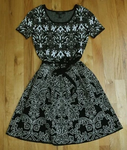 EUC! Jessica Simpson heavyweight tie waist mini dress (XS) black/white/olive  - Picture 1 of 5