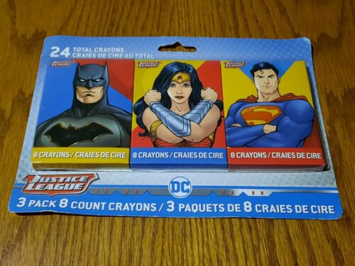 3 Pack 24 Crayons Justice League Wonder Woman Batman SuperMan Brand New 
