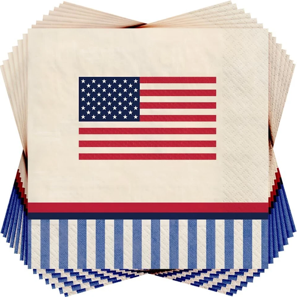 Americana Stripe July 4th USA Patriotic Theme Party Paper Luncheon Napkins - Изображение 1 из 1