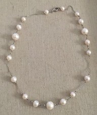 Stunning Sterling Silver 925 and Pearl Necklace 18"