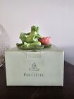PartyLite Frog Lily Pad Tealight Candle Holder Votive Green Pink Zen Pose