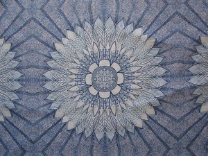 Sunflower Radiance Cobalt Blue Linen Fabric Helen Prior BTyd Large Modern Flower - Picture 1 of 6