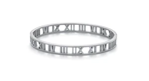 ROMAN NUMERAL STAINLESS STEEL BANGLE BRACELET - Picture 1 of 2