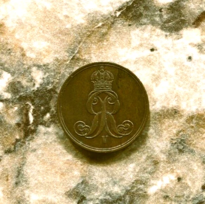 HANNOVER- FANTASTIC HISTORICAL GEORG V 2 PFENNIG, 1860 B, KM# 234 - Image 1 of 2