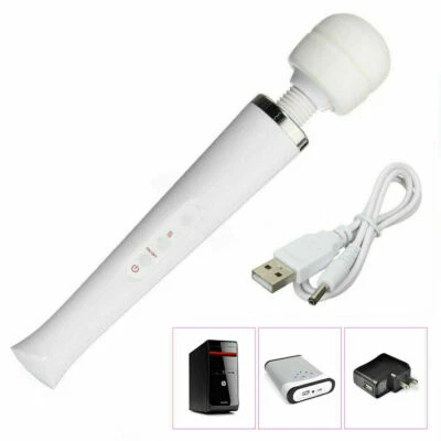 Varita masajeadora mágica de 10 velocidades 2 versiones cable y cuerpo recargable - tamaño completo Foto 1 de 4