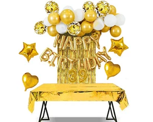 39 Birthday Party Decoration Gold Bday Balloon Photo Booth Prop Background - Picture 1 of 8