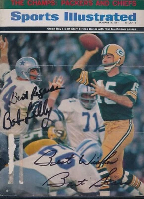 1967 Sports Illustrated Cover Bart Starr & Bob Lilly dual signed auto PSA/DNA - Image 1 of 4