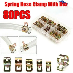 80X Spring Fuel Water Line Hose Pipe Air Tube Fastener Clamps Clip 6/7/8/9/10mm - Picture 1 of 8