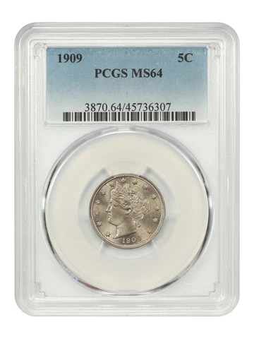 1909 5c PCGS MS64 Cover