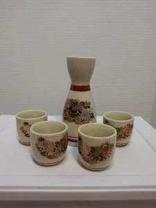 Fünfteiliges Sake Servier Set glasiertes Steinzeug Made in Japan signiert - Bild 1 von 5