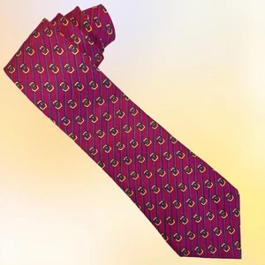 Vintage Hermes Frankreich echte Seide Herren Krawatte Krawatte klassisch Luxus rosa gestreift @56" - Bild 1 von 9