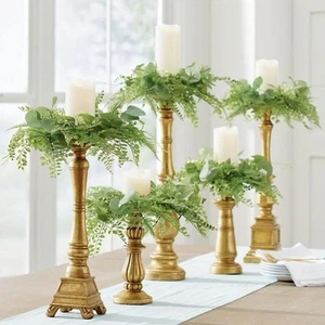 GRANDINROAD Fern Candle Rings Green Set of 5 - Picture 1 of 14