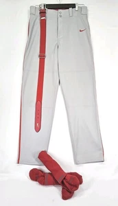 Nike Dri-Fit Swingman Baseball Pants Mens Medium Gray With Red Piping Belt Socks - Picture 1 of 11