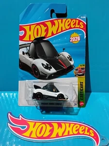 2026 HOT WHEELS B CASE NEW MODEL PAGANI ZONDA CINQUE #26 WHITE EXOTIC TOONED - Picture 1 of 7