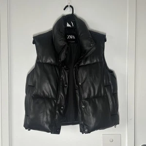 Zara Faux Leather Gilet Vest Small Black - Picture 1 of 6