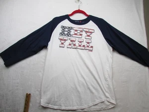 Sport-Tek Camicia Uomo Media Bianca Navy Baseball Raglan Manica 3/4 Hey Y'all - Foto 1 di 6