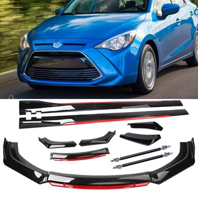 For Toyota Yaris/ R 2005-20 Glossy Black Look R Front Lip Chin Bumper Side Skirt - Изображение 1 из 4