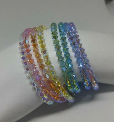 Pulseras con cuentas bicónicas AB2X de cristal de Swarovski hechas a mano; elige el color; personaliza Foto 1 de 2
