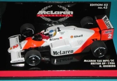 WOW EXTREMELY RARE McLaren MP4/2C TAG Rosberg British GP 1986 1:43 Minichamps - Image 1 of 3