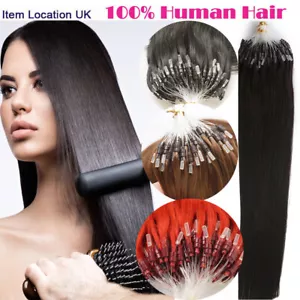 14''-24'' Double Drawn Micro Loop Ring Nano Bead Remy Human Hair Extensions 1G - Picture 1 of 173