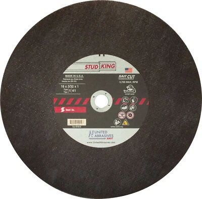 Roda de serra United Abrasives SAIT 24010 16X3/32X1 Stud King Specialty Chop pacote com 10 - Imagem 1 de 3