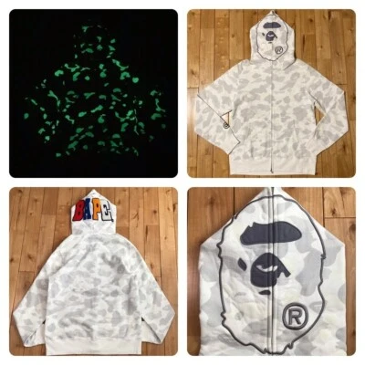 Brilla en la oscuridad BAPE city camo cabeza de mono cremallera completa sudadera con capucha A Bathing Ape talla L Foto 1 de 4