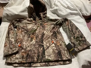 Cabelas Zonz Woodland Camo Hooded Jacket Youth 2XL FULL Zip Hunting Outdoors - Picture 1 of 11