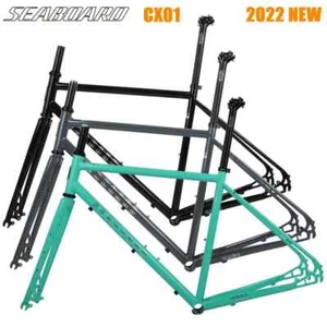 Road Bike Disc Brake Steel Frame Flat Handle Curved Handle Gravel Off-Road Frame - Picture 1 of 30